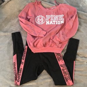 Pink ultimate leggings and sweater set